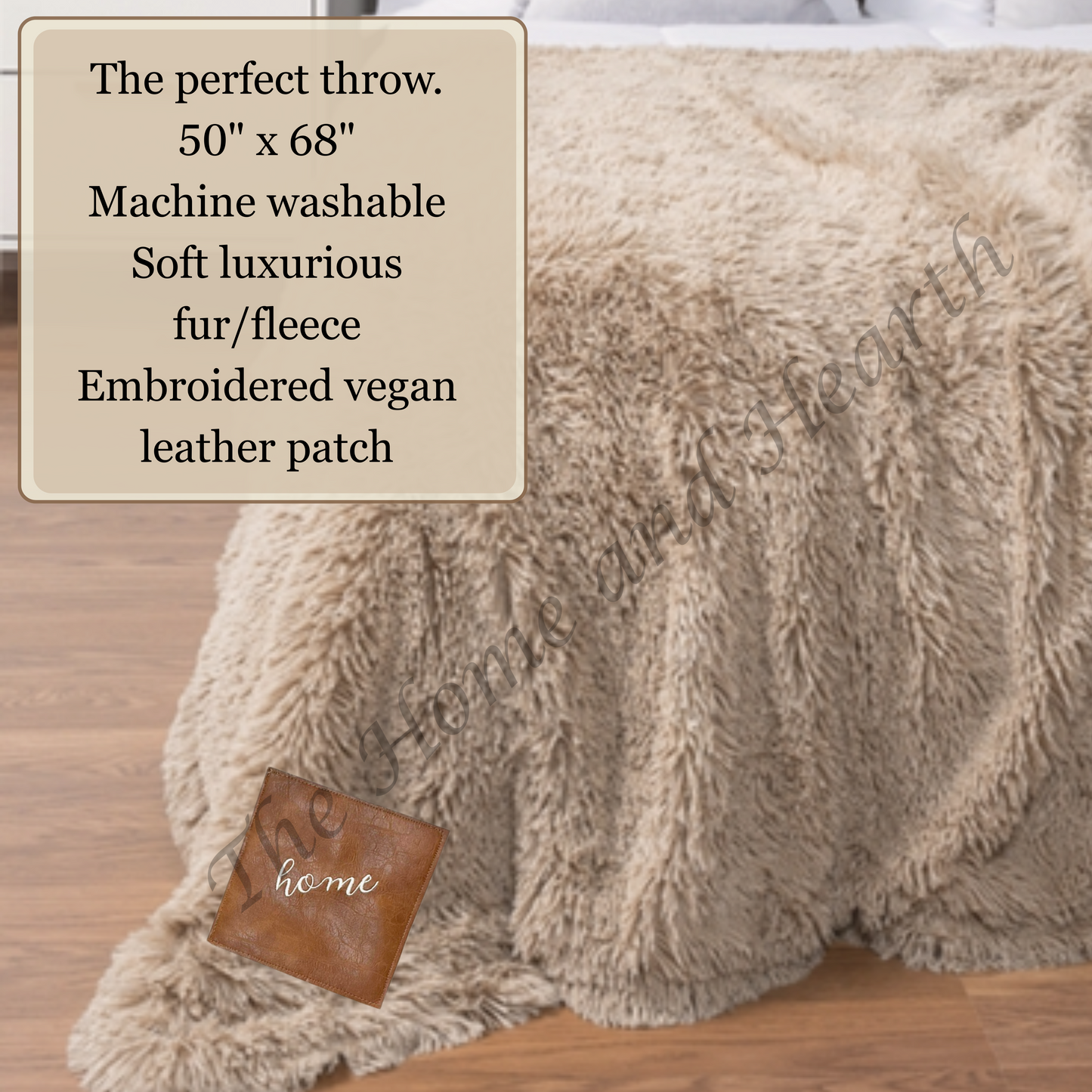 Embroidered Sherpa Blanket | Personalized Vegan Leather Patch Throw | Gift-Ready | Made in Colorado