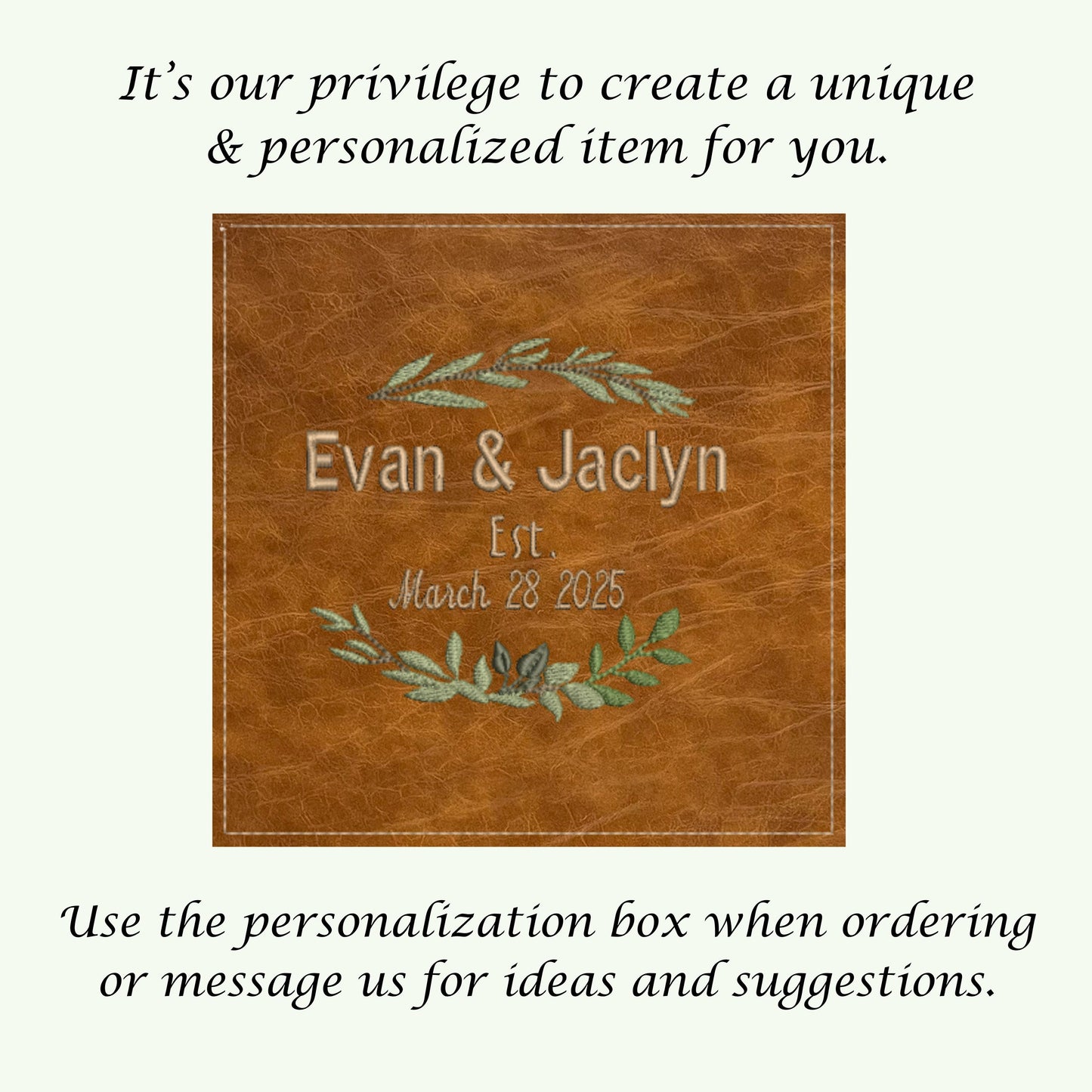 Personalized Cotton Blanket with Vegan Leather Patch | Custom Gift