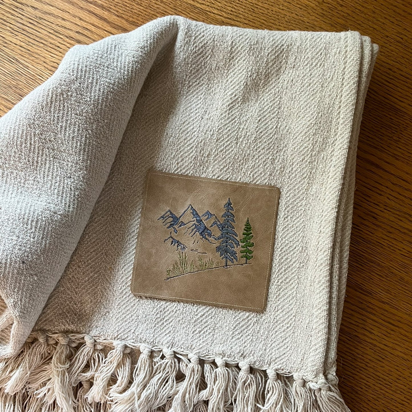 Personalized Blanket with Leather patch