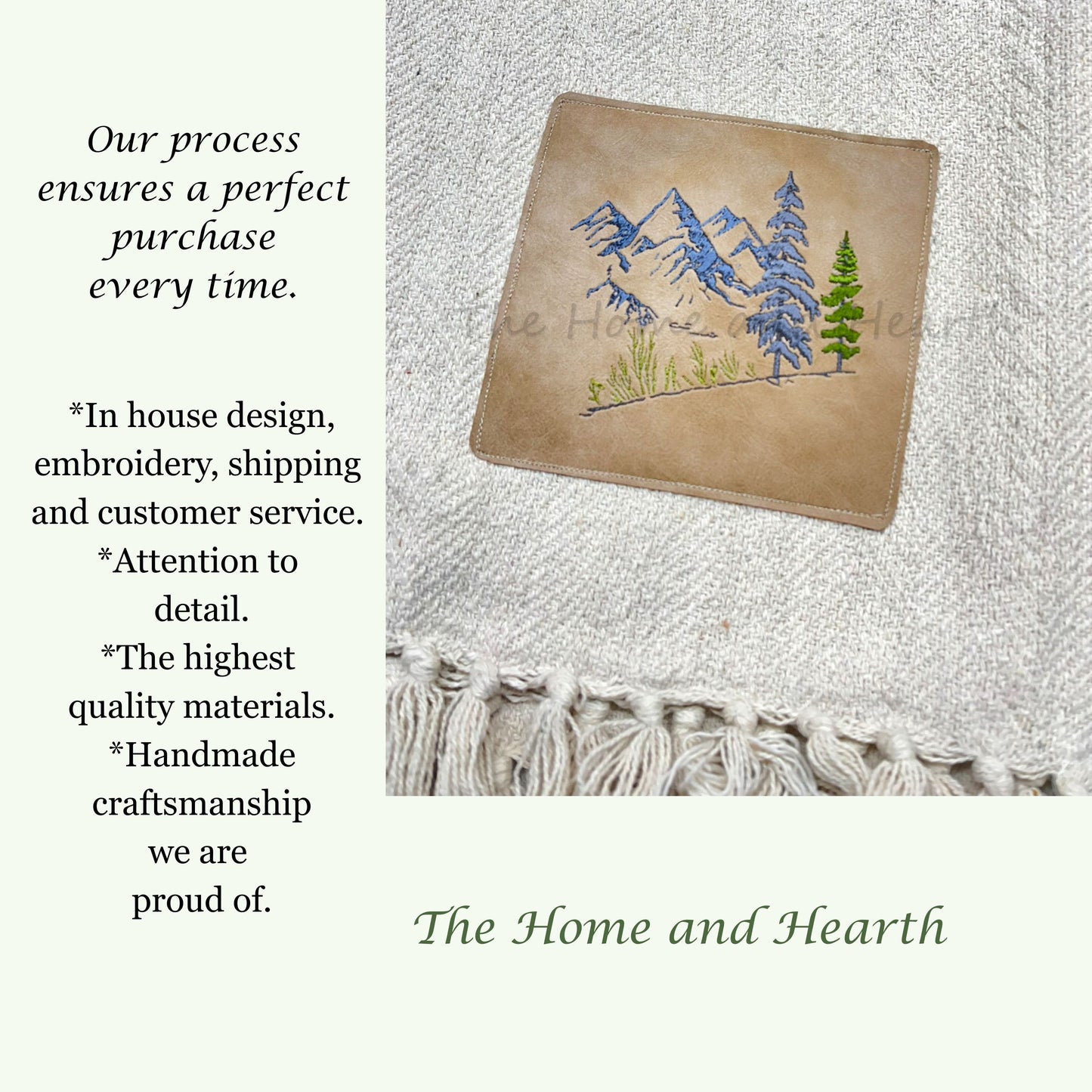 Personalized Cotton Blanket with Vegan Leather Patch | Custom Gift