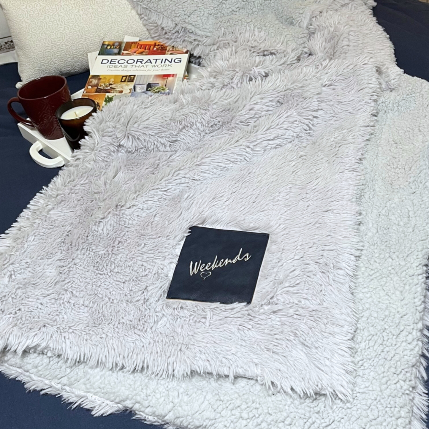Custom Name Blanket – Faux Fur Throw with Embroidered Leather Patch