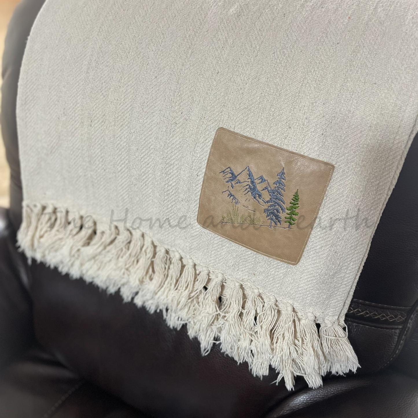 Personalized Blanket with Leather patch