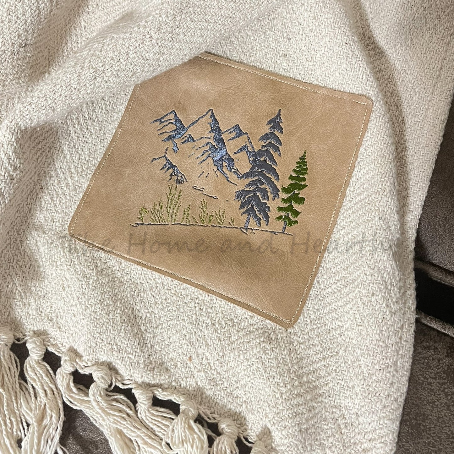 Personalized Blanket with Leather patch