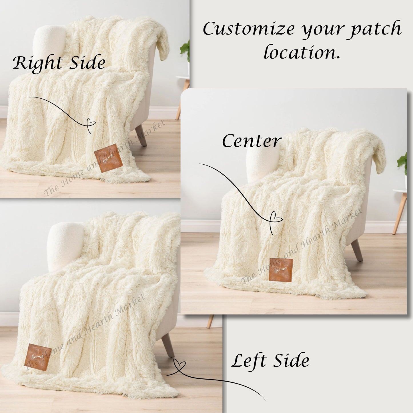 Custom Name Blanket with Leather Patch – Personalized Faux Fur Sherpa Throw