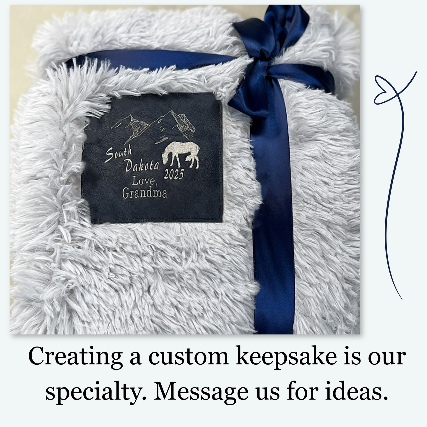Custom Name Blanket – Faux Fur Throw with Embroidered Leather Patch