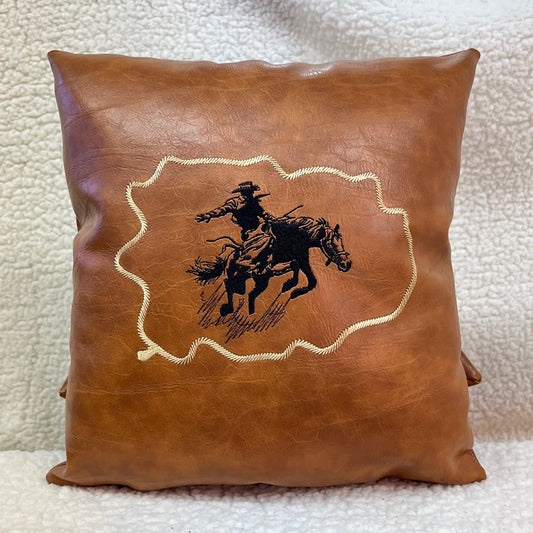 Leather Western cowboy rodeo throw pillow