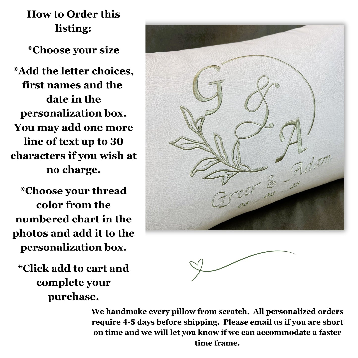 Custom Leather Monogram Pillow – Rustic Wedding Gift for Bride, Personalized Anniversary Cushion