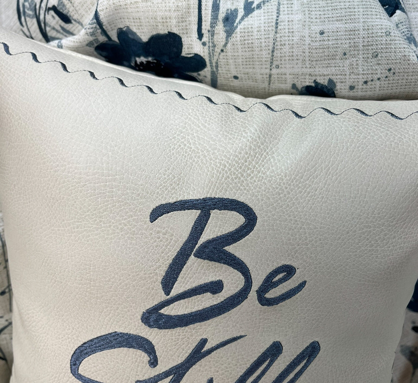 Leather scripture throw pillow
