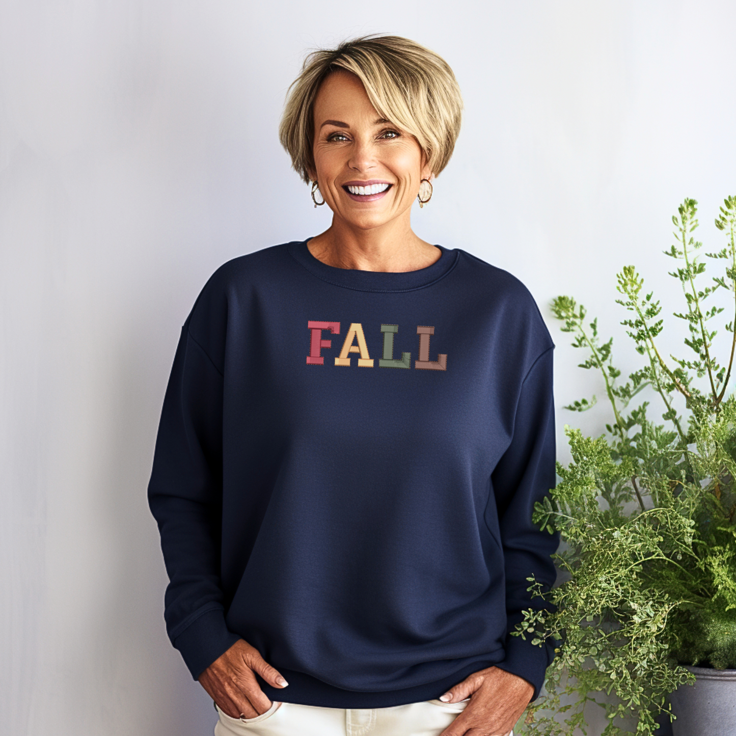 Embroidered sweatshirt with fall theme, heavy blend sweatshirt with fall theme