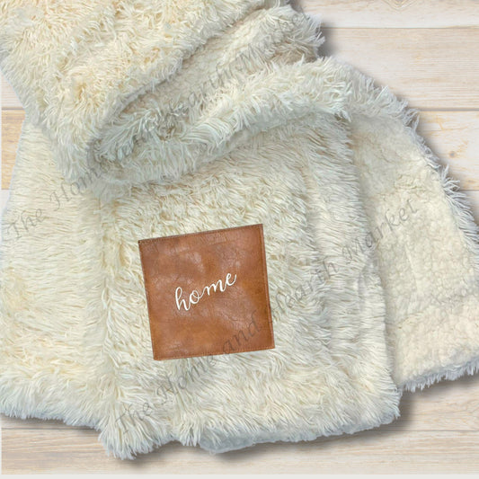 Personalized Faux Fur Blanket with Custom Patch | Cozy Minimalist Gift