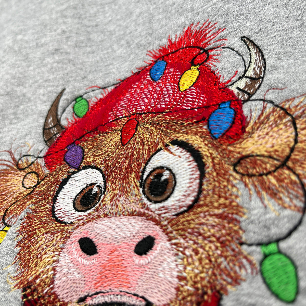 Embroidered Highland Cow Christmas Sweatshirt – Mooey Chwismas