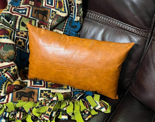 Large Leather Lumbar Pillow