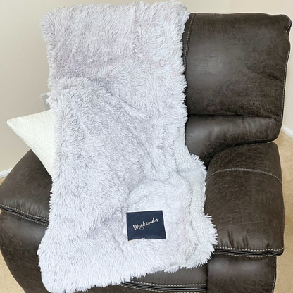 Custom Name Blanket – Faux Fur Throw with Embroidered Leather Patch