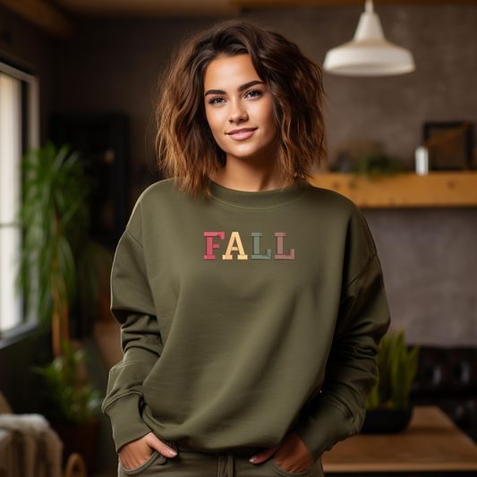 Embroidered sweatshirt for fall, heavy blend sweatshirt with fall theme