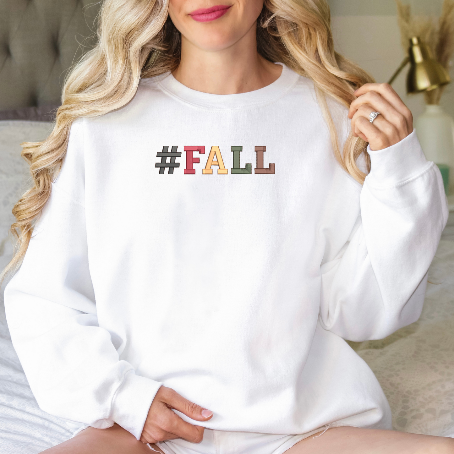 Embroidered sweatshirt for fall, heavy blend sweatshirt with fall theme