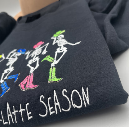 Embroidered Western Fall Sweatshirt, Fa-La-Latte Season