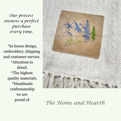 Personalized Cotton Blanket with Vegan Leather Patch | Custom Gift