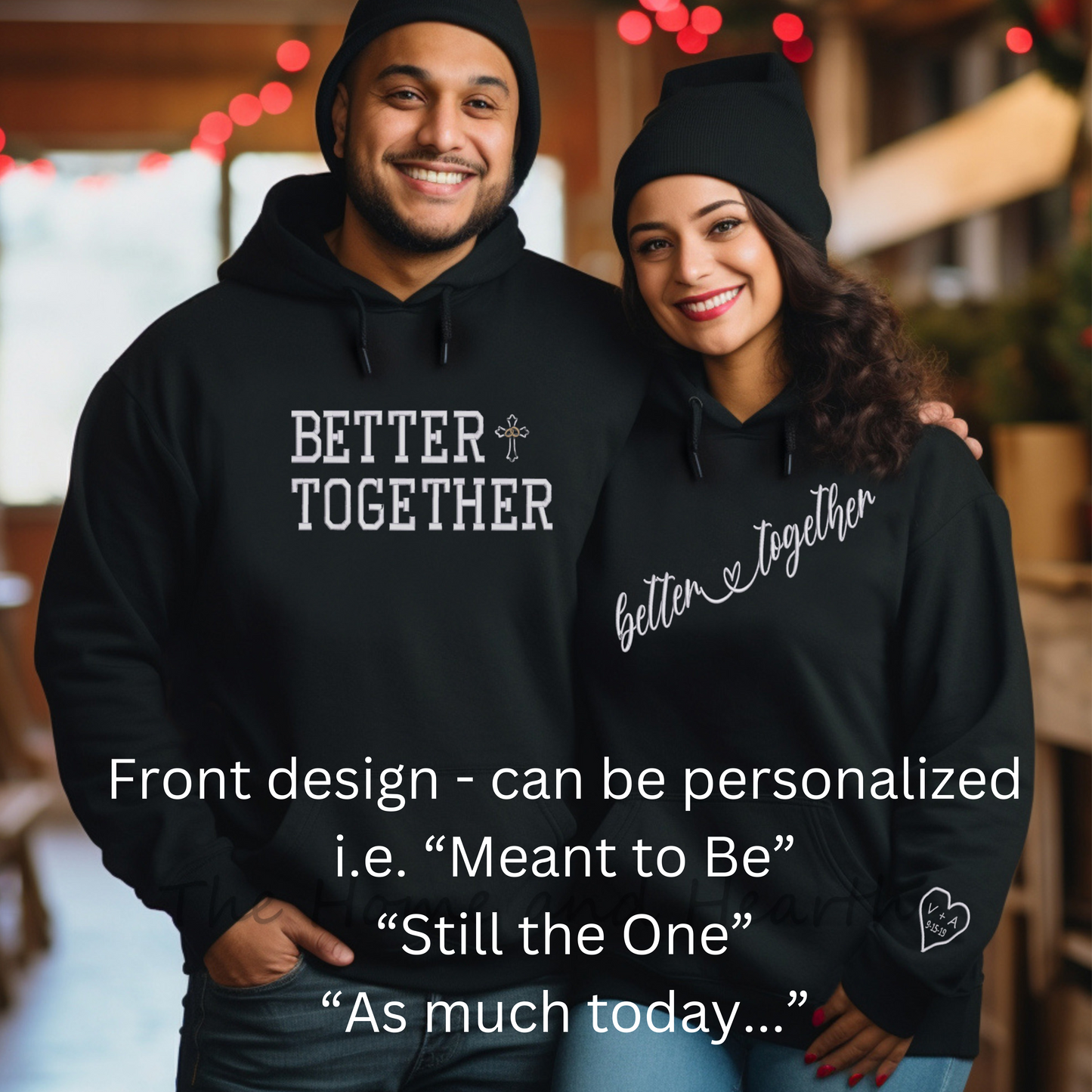 Embroidered Couples Hoodie personalized anniversary date hoodies