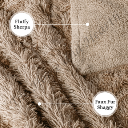 Embroidered Sherpa Blanket | Personalized Vegan Leather Patch Throw | Gift-Ready | Made in Colorado