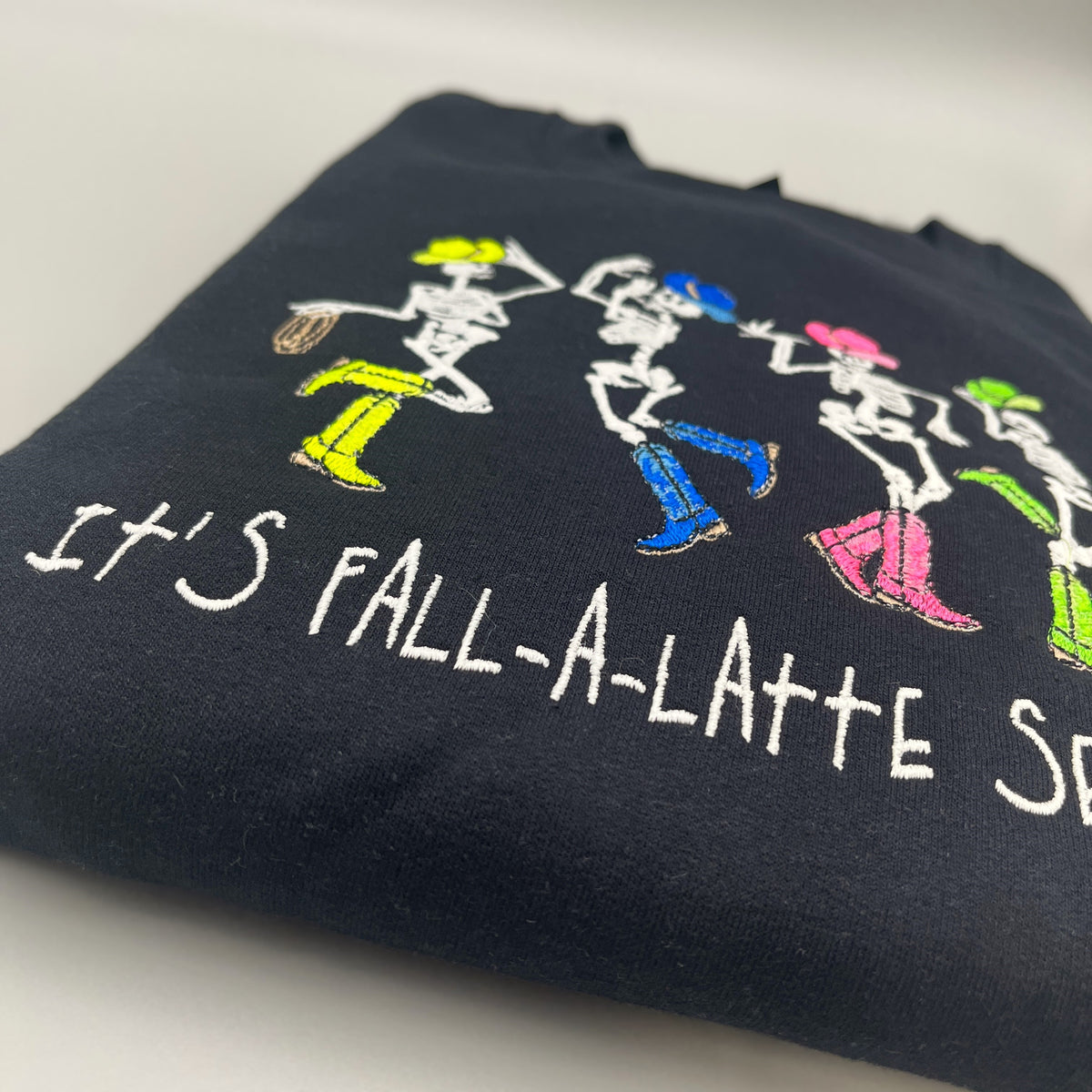 Embroidered Western Fall Sweatshirt, Fa-La-Latte Season