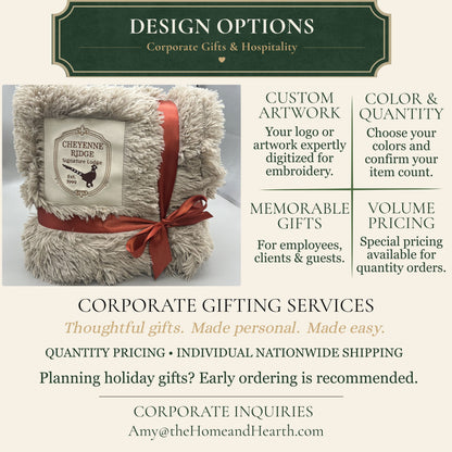 Personalized Embroidered Blanket – Custom Name, Logo or Brand, Non-Shedding Faux Fur Throw