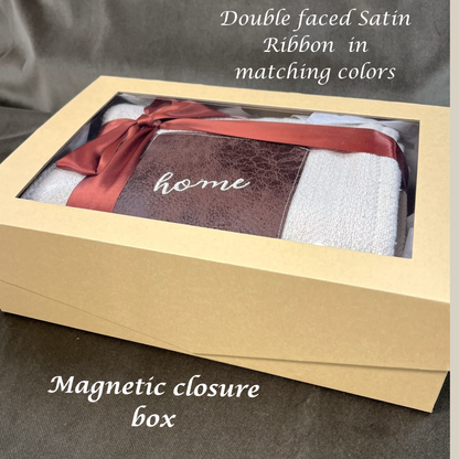 Personalized embroidered leather patch blanket, custom cotton throw blanket for gifting