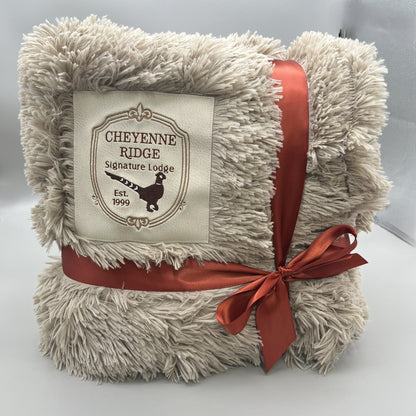 Custom Longhorn Western Ranch Blanket – Ranch Name, Cattle Brand or Design, Non-Shedding Faux Fur Throw