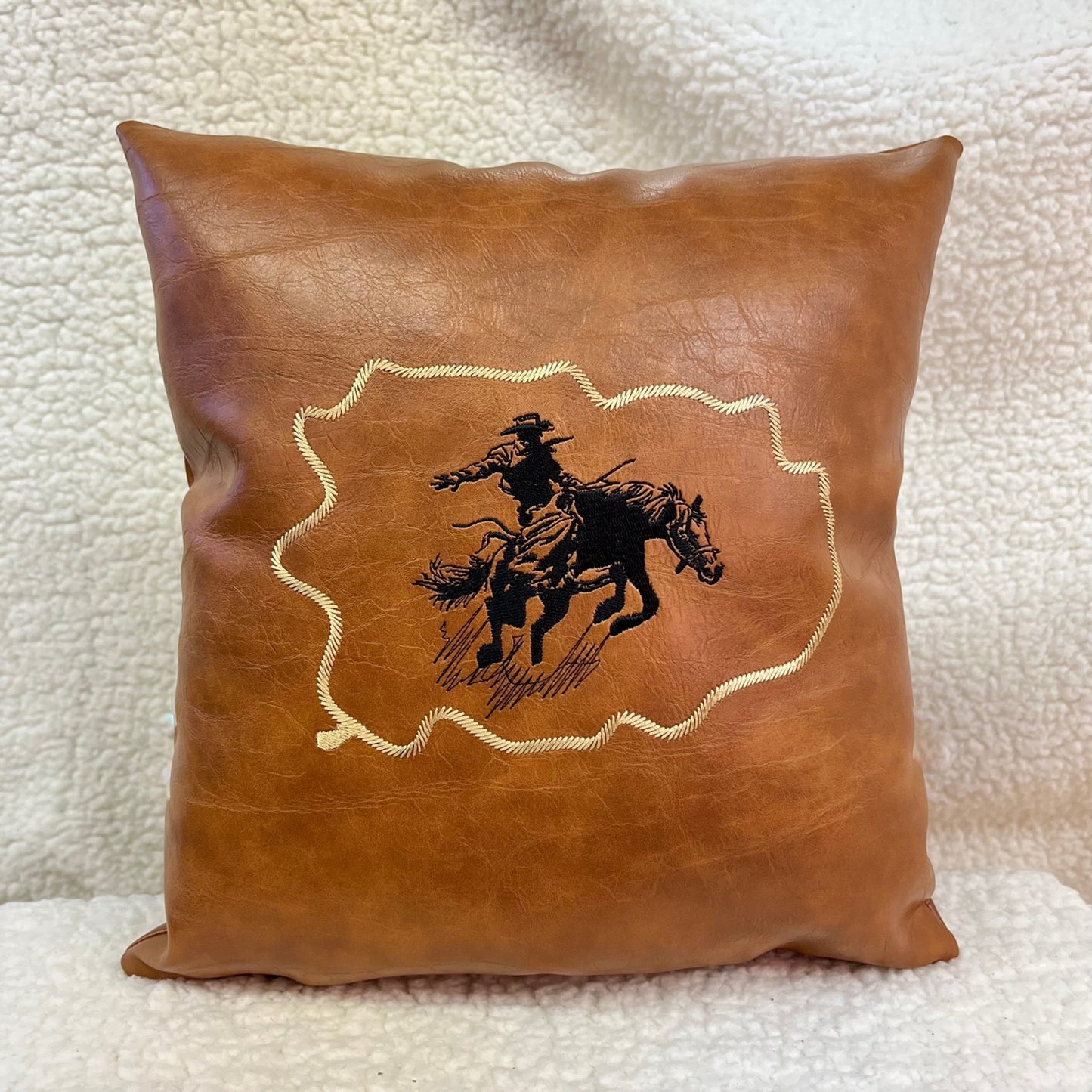 Leather rodeo lumbar pillow, Cowboy decoration throw pillow cushion covers