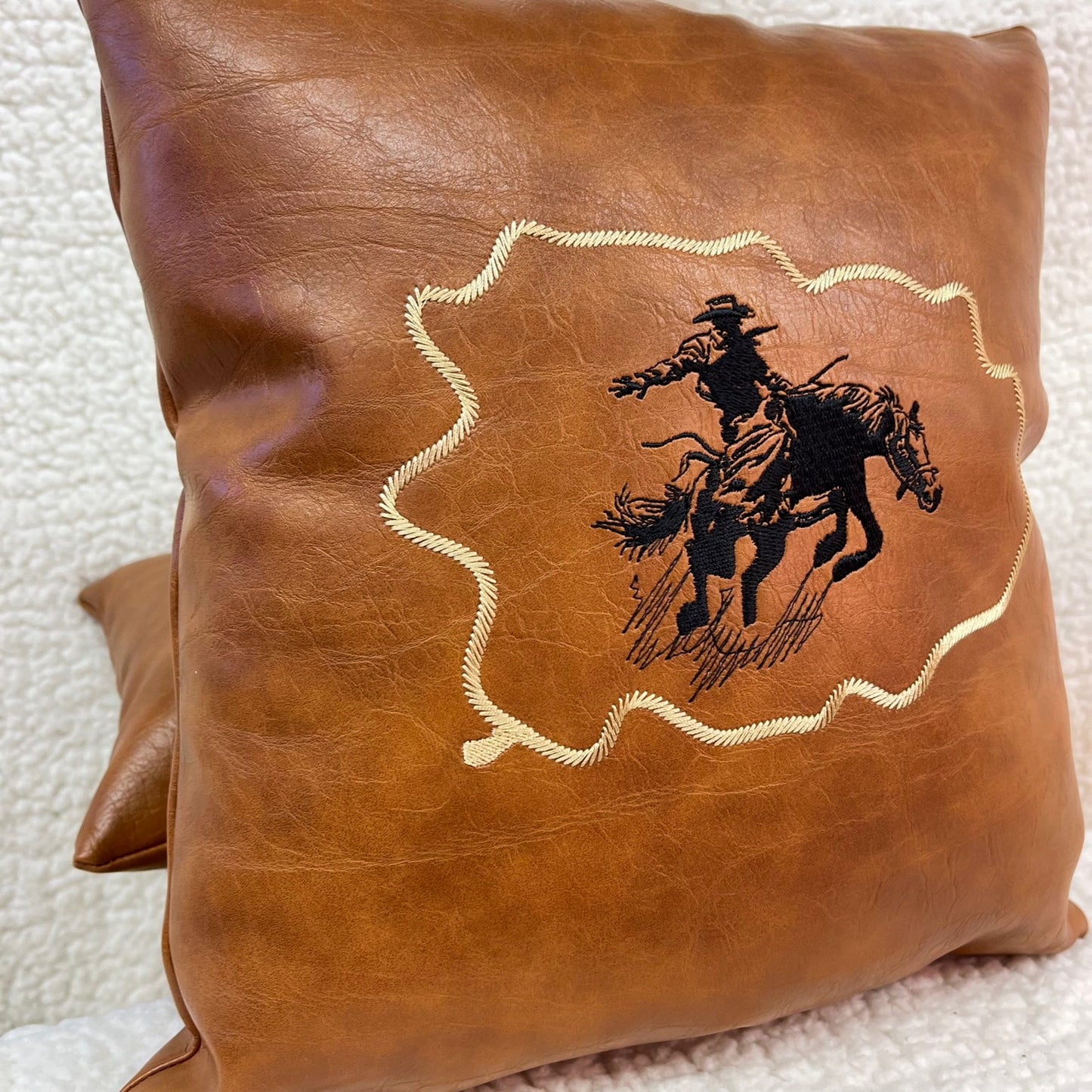 Leather rodeo lumbar pillow, Cowboy decoration throw pillow cushion covers