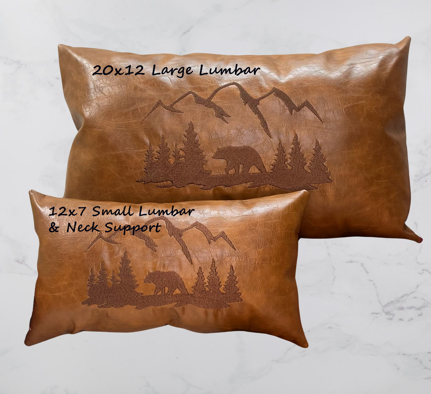 Leather bear cabin pillow accent throw cushion