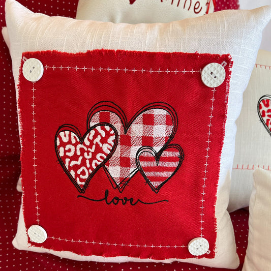 Valentines Day throw pillow, embroidered pillow