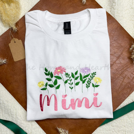 Personalized Mimi Nana T-Shirt for gift and pregnancy announcement, embroidered Mimi shirt