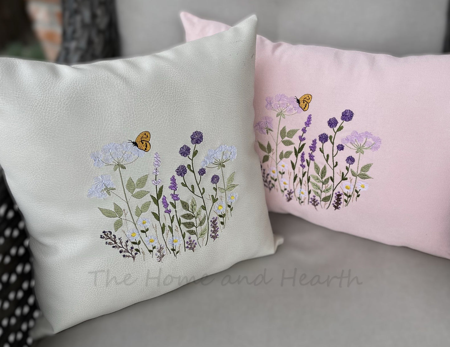 Leather wildflower pillow cover for cabin and farmhouse decor