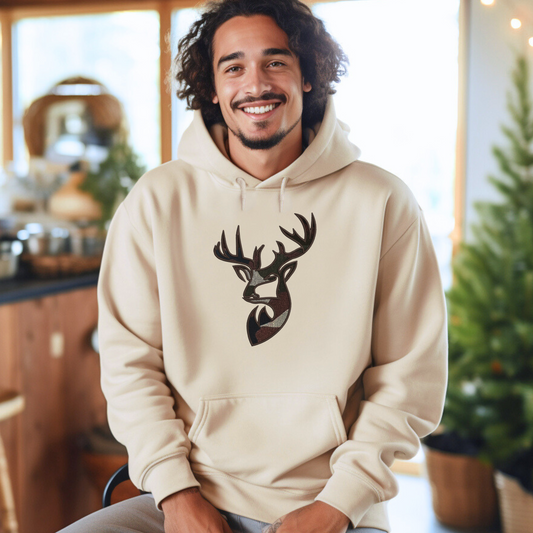 Embroidered deer sweatshirt for outdoor lover,  heavy blend hoodie with custom design